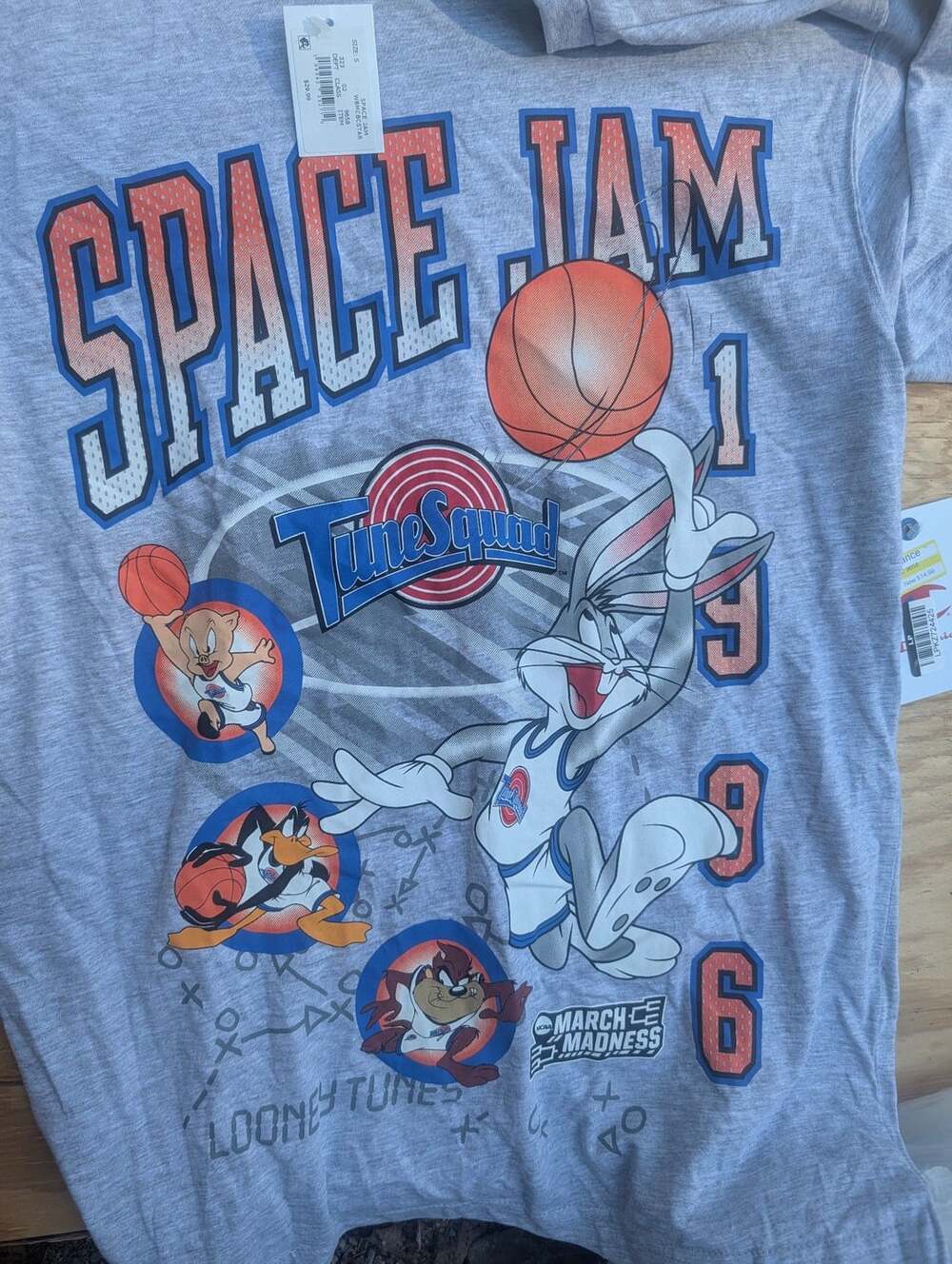 Champion Space Jam Tune Squad T-Shirt Size S Gray March Madness